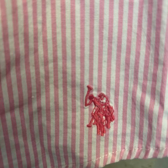 U.S. Polo Assn. Pink Pinstripe Lace Button Down Shirt M - Picture 8 of 13